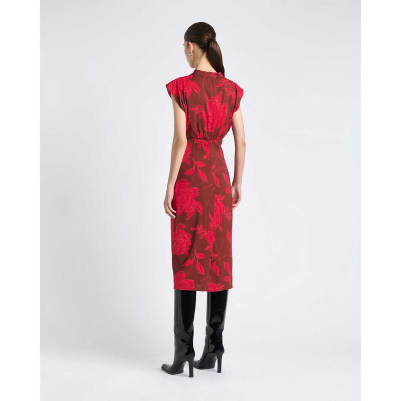 Cue Amour Floral Ruched Waist Midi Dress image number 1
